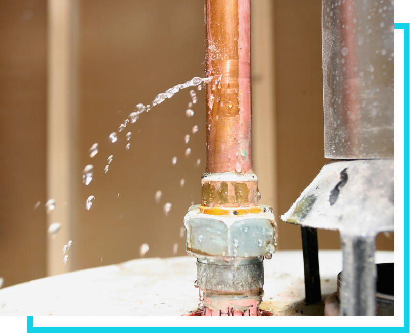 Water spraying from a damaged plumbing connection